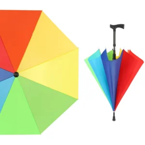 Lightweight Windproof 8-Rib Straight Rainbow Walking Stick Umbrella, Automatic Opening, UV Coating