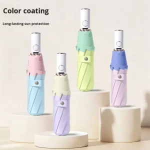 Lightweight Windproof Colorful UV-Resistant Three-Fold Folding Sun and Rain Umbrella