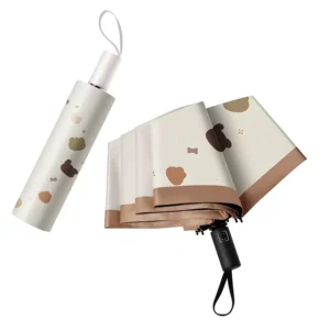 Little Bear Adult Sun and Rain Dual-Use Automatic Three-Folding Anti-UV Folding Umbrella