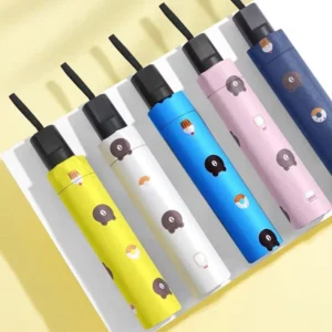 Little Bear Cartoon Vinyl Cartoon Vinyl 3-fold Manual Umbrella for Kids for Sun & Rain with Advertising Printing Dual-use