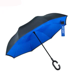Logo Printed Manual Open and Close Windproof Reverse Folding Inverted Umbrella