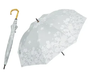 Long Handle 8-Rib 90cm Wood Handle Pongee Rain Umbrella with UPF 50+ Big Canopy