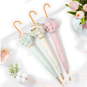 Long-Handle Solid-Color 8K Straight Umbrella with Sunshade and Colored Glue Trim