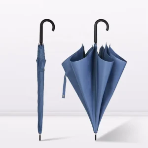 Long-Handle Straight Rain Umbrella for Students and Women, Custom Logo, Light Feature