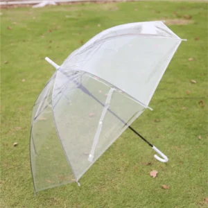 Long Handle Transparent Semi-Automatic Straight Umbrella for Children and Adults