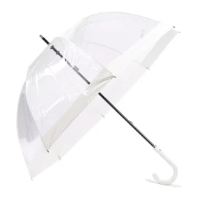 Long Handle Windproof White PVC Clear Transparent Umbrella
