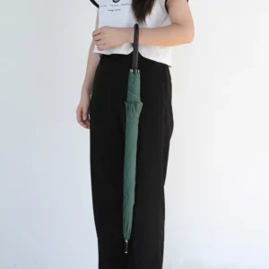 Long Stick Rain Umbrella Semi Automatic Opening Windproof Thick High Density Textile Parasol Reinforced Frame