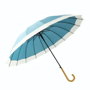 Long Women Auto Open Close 16 Fiberglass Ribs Waterproof Shaft J Handle Straight Umbrella