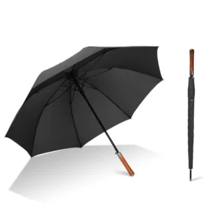 Long Wood Handle Walking Stick Golf Umbrella Large Windproof Automatic Open Anti-UV Straight Umbrella for Rain