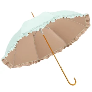 Long handled Alloy Collision Cloth Umbrella Colored Coating Sun UV Protection for Sunny Rainy Days Lace Trim Girly Light Luxury