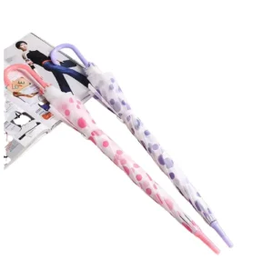 Lovely Dot Long Umbrella Custom Cute Design Clear Umbrella Transparent Adult Kids Umbrella Transparent for Sun Rain