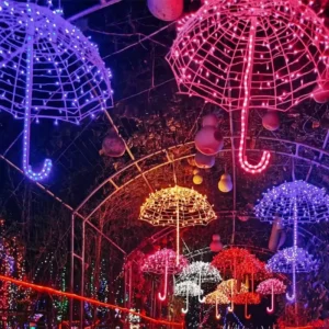 Low Price Product New Year Lantern Festival Street Decoration Decorative Led Umbrella Christmas Motif Lights Decorations