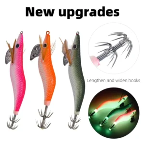 Luminous Jig EGI Lure with Double Layer Umbrella Hook Glow in Dark Cuttlefish Octopus Saltwater Fishing Lures
