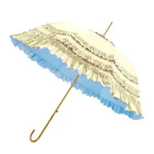 Luxurious Gold Three-layer Lace Straight Umbrella for Woman Princess Wedding Photography Rain Sun Umbrella