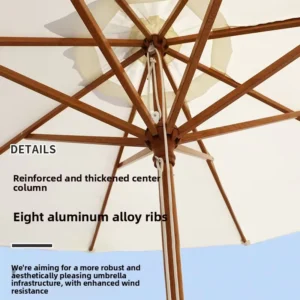 Luxurious Striped Sunshade Umbrella with Rotatable Base Hand-Cranked Opening for Outdoor Use in Cafes Beaches Pools and Courtyards