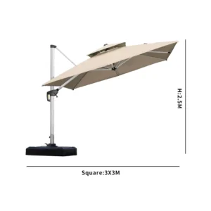 Luxury 3*4M Waterproof Windproof Foldable LED Outdoor Roman Umbrella for Garden Outdoor Furniture Hotel & Courtyard Use