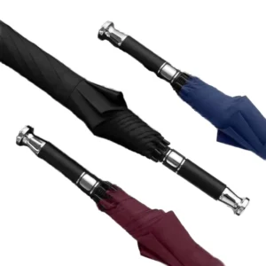 Luxury Adults Automatic Windproof Gift Rain Umbrella Double Canopy Pongee Material Straight Golf Umbrella With Custom LOGO