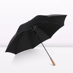 Luxury Business Gift Golf Umbrella Wood Handle Steel Fiberglass Ribs Semi-Automatic Opening 120cm Diameter European
