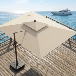 Luxury Cantilever Garden Umbrella Double Vent Wind Resistant Heavy Duty Offset Sun Parasol for Backyard Villa
