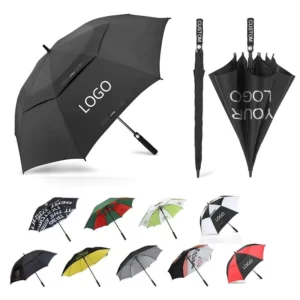 Luxury Classic 30 Inch Large Golf Umbrella Windproof Double Canopy Vented Custom Logo Automatic Open Oversized Business Gifts