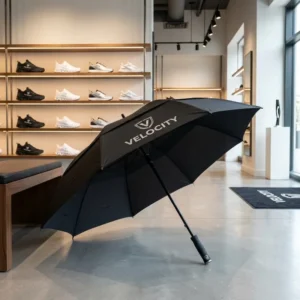 Luxury Custom Logo Semi-Automatic Premium Stealth Black Windproof 30 Inch Footwear Branded Accessories Fiberglass Golf Umbrella