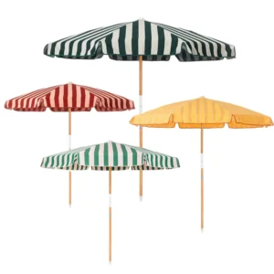 Luxury Flat Canopy Fringe-free Parasols Sun Shade Wedding Garden Patio Outdoor Boho Wooden Amalfi Beach Umbrella