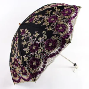 Luxury Lolita Lace Wedding Bohemian Double Layer Silk Flower Embroidered Handmade Bride Umbrella Dual Fold Business Gifts Adults
