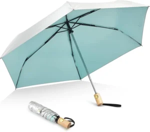 Luxury Mini 3 Fold Wood Handle Alloy Ribs Ultralight Pocket Compact Rain Travel Use Custom Logo Gift Umbrella