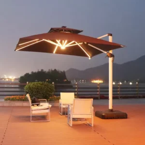 Luxury Modern Cantilever Parasol Roman Umbrella with Led for Garden Villa