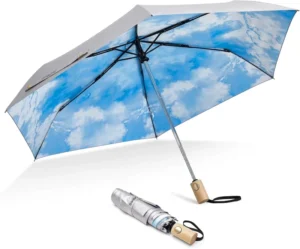 Luxury Modern Mini 3 Fold Wood Handle Alloy Ribs Ultralight Advertising Folding Umbrella Custom Logo for Adults Business Gift