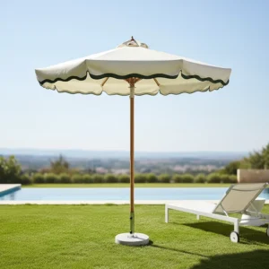 Luxury Scallop Design Sun Patio Umbrella Custom Printed for Hotels, Gardens, Courtyards, Parks, and Beaches