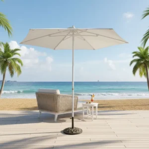 Luxury Square Custom Shaped Outdoor Parasol Caf Patio Garden Center Pole Umbrella Beach Sunshade UPF50 Steel Outdoor Furniture