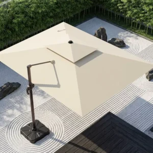 Luxury Square Roman Umbrella 10×10 FT Double Top Heavy Duty Aluminum Cantilever Sun Shade for Patio Villa