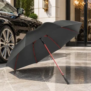 Luxury UV Protection Black Promotional Custom Color Fiberglass Logo Printed Strong Windproof Sun Rain Business Men Travel Large