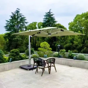 Luxury UV Waterproof Aluminum 3m Restaurant Sun Large Led Heavy Duty Custom Garden Solar Power Outdoor Patio Cantilever Umbrella