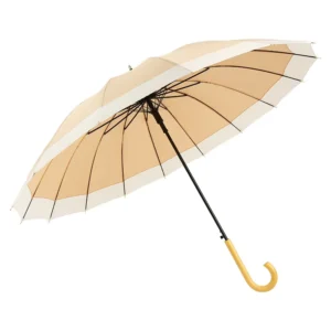 Macaron Color-Block Solid-Color 16-Rib Long-Handle Straight Umbrella for Sun and Rain