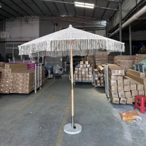 Macrame Bohemian Garden and Beach Umbrella with Tassels