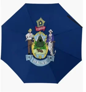 Maine US State Flag Umbrella, Waterproof, Auto Open and Close, UV Coating