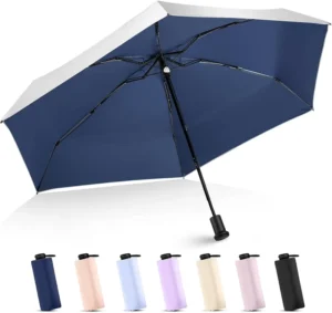 Manual 190T 5-Fold Mini Compact Travel Umbrella, Sun and Rain Protection
