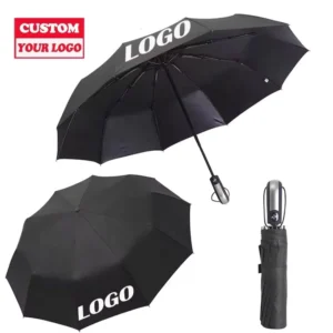 Manual 3 Folding Pongee Rain Umbrella with UV Pattern Custom Logo Design Promotional Business Advertising Gift