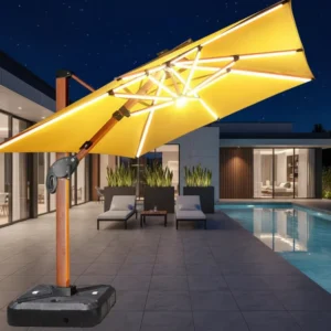 Manual Aluminum Sunshade Umbrella for Courtyard and Patio, Large Windproof Durable
