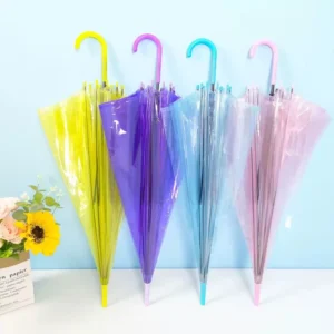 Manual Clear POE Adult Umbrella with Straight Design, Colorful Dot Print, 90 cm, for Weddings and Giveaways