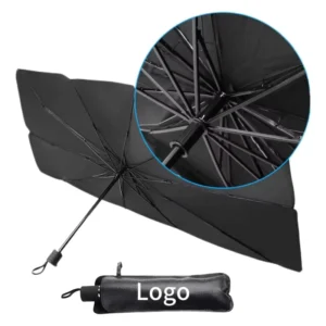 Manual Control Car Windshield Sun Shade UV Rays and Heat Protector with Foldable Reflective Umbrella Sun Visor