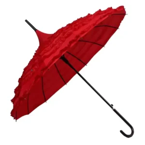 Manual Control Customized Print Sunshade Umbrella for Adults with Curved Handle, Princess Pagoda Style