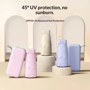 Manual Customizable Minimalist Women’s UV Protection UPF50+ Foldable Portable Sun Rain Protection Umbrella Mini Pocket Alloy