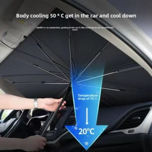 Manual Folding Car Sunshade Umbrella Alloy Frame Windshield Sun Protection Heat Insulation