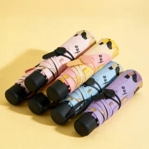 Manual Folding Three-Fold Glass Fiber Modern Design Adult Sunny & Rainy Use Travel Pongee Material Umbrella