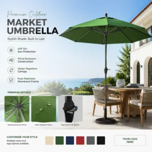 Manual Lift Water Resistant Outdoor Patio Umbrella Without Base