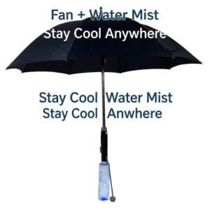 Manual Mist Fan Umbrella with Pongee Water Spray Battery & USB Charging Custom Logo & Color OEM ODM Cooling Summer Outdoor Use