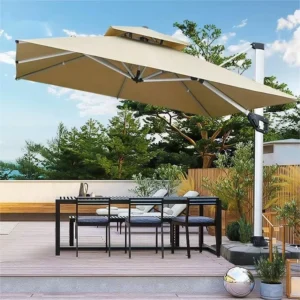 Manual Modern Outdoor Furniture Restaurant Hotel Cafe Garden Patio Swimming Pool Parasol Umbrella with Base